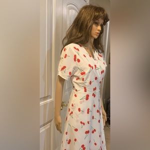 DAVI & DANI Womens Ladies New Cherry Print Wrap Dress 50’s Style Large